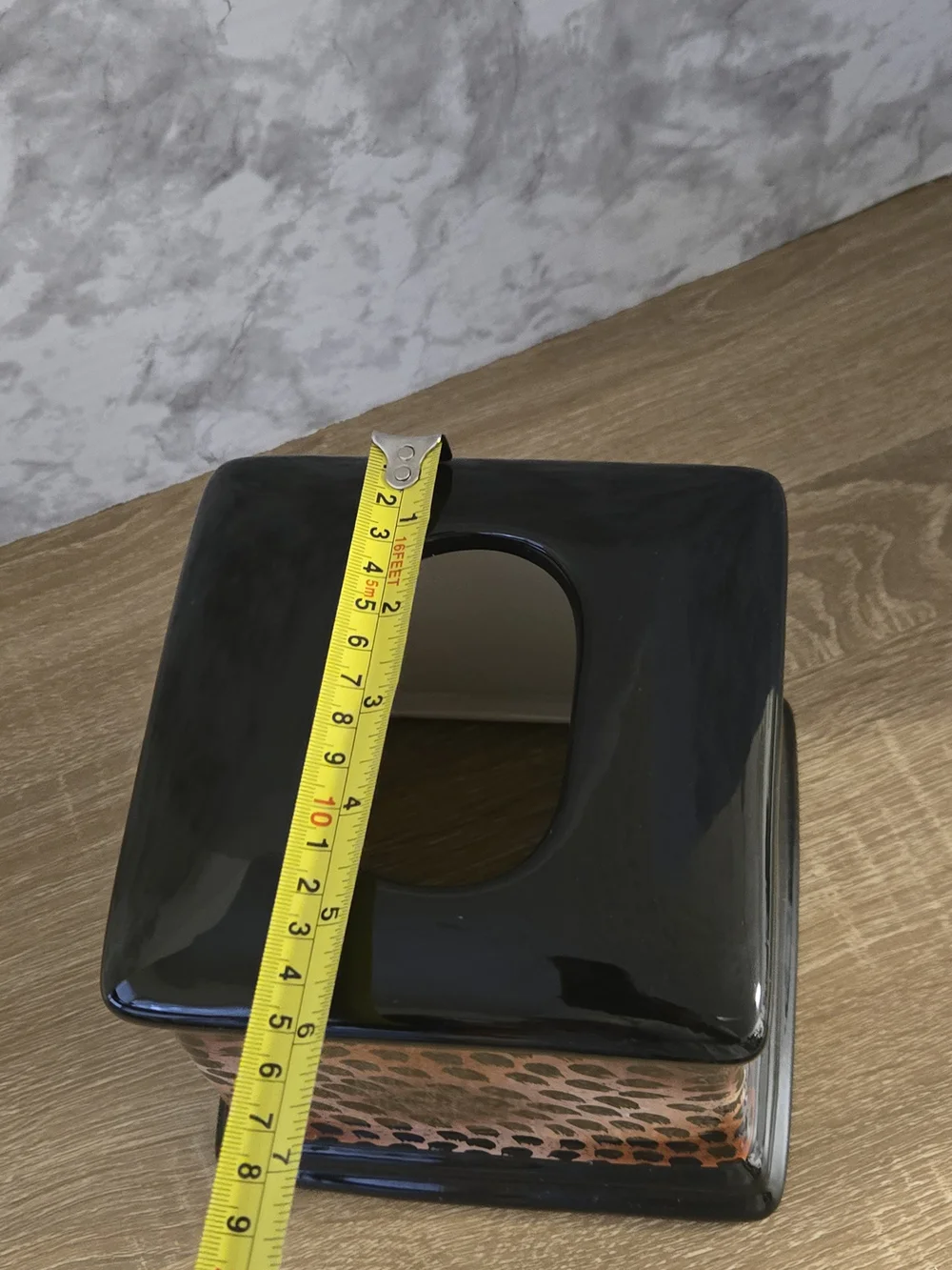 Ceramic Animal Print Square Tissue Box Cover - Black & Copper